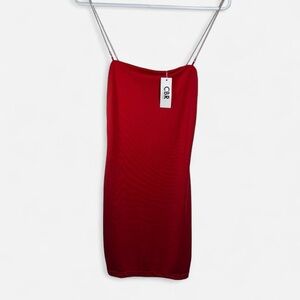 CBR Red Chain Strap Mini Dress Small NWT Party Cocktail Bodycon Slip Style
